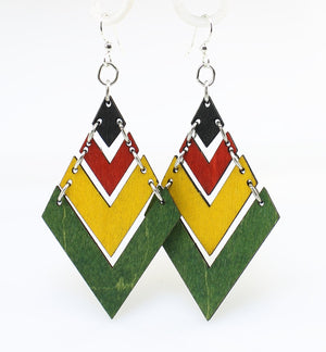 Rasta Fountain Pyramid Earrings # 1440