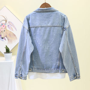 Denim Jacket Three Dimension Floral Embroidery