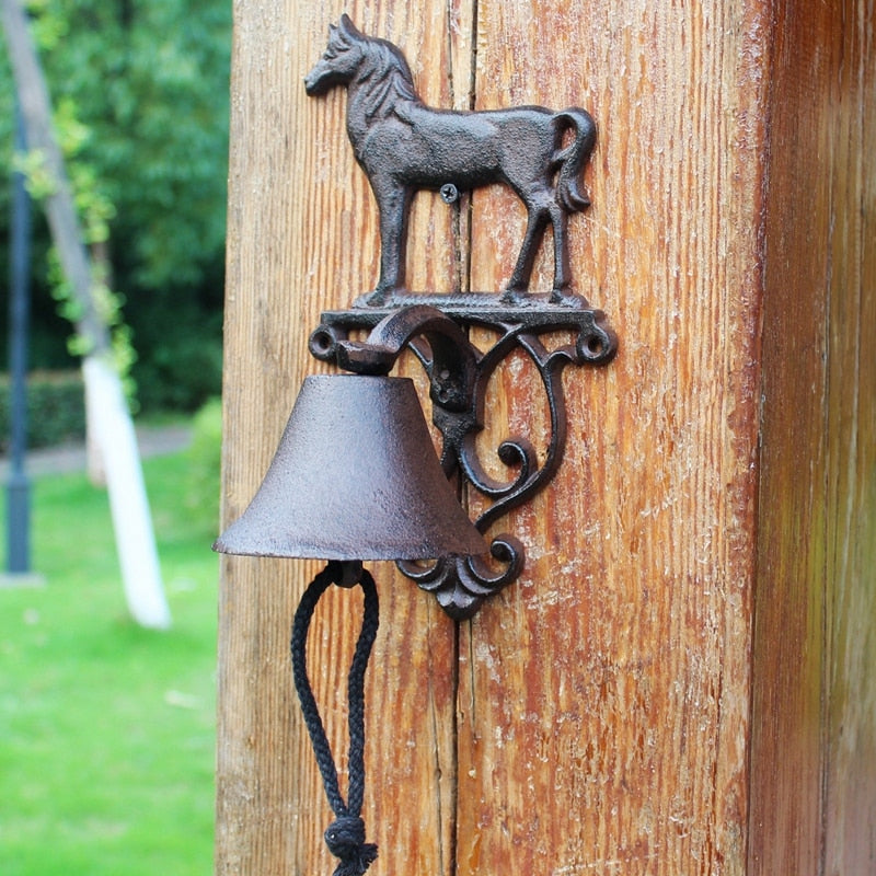 European Vintage Horse Cast Iron Welcome Bell