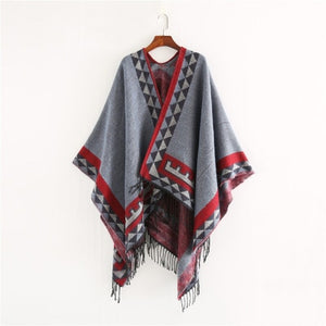 Stylish European and American style warm poncho shawl