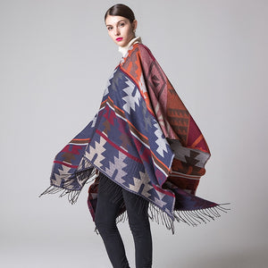 American Indian influenced design tassel shawl.