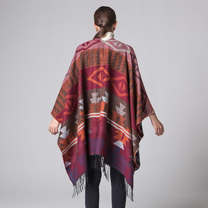 American Indian influenced design tassel shawl.