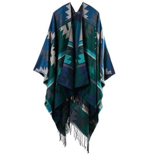 American Indian influenced design tassel shawl.