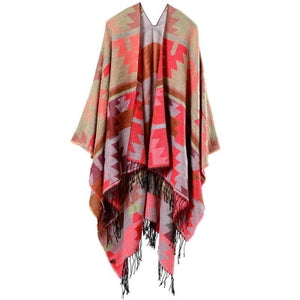 American Indian influenced design tassel shawl.