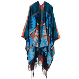 American Indian influenced design tassel shawl.