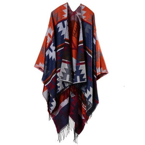 American Indian influenced design tassel shawl.